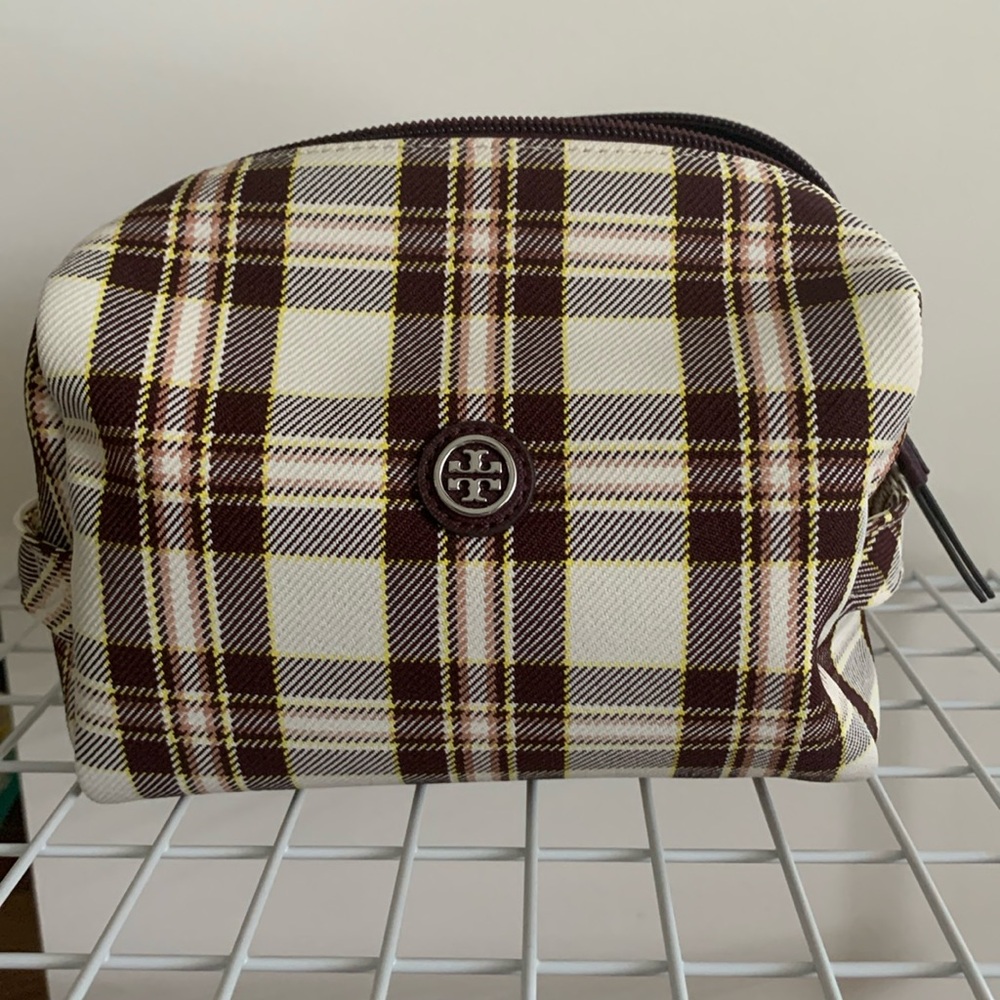 NWT Tory Burch Virginia Plaid- Large Cosmetic Case